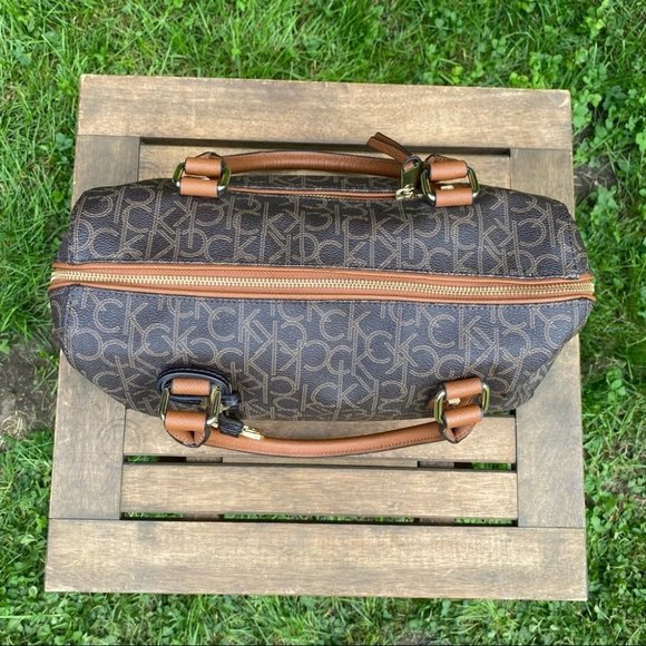 Calvin Klein Brown & Tan Signature Vinyl Handbag - Picture 6 of 12